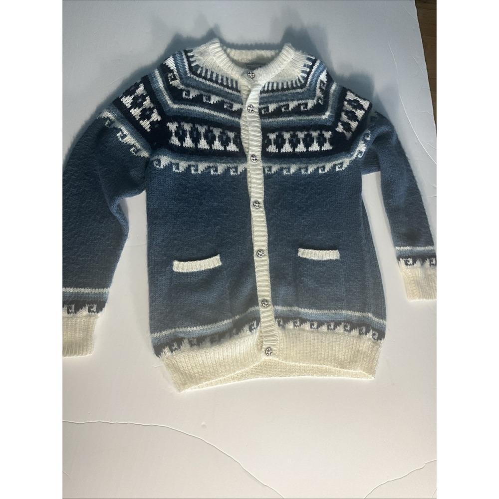 The Alpaca Connection 100% Alpaca Wool Peru Hand Knit Cardigan Sweater M